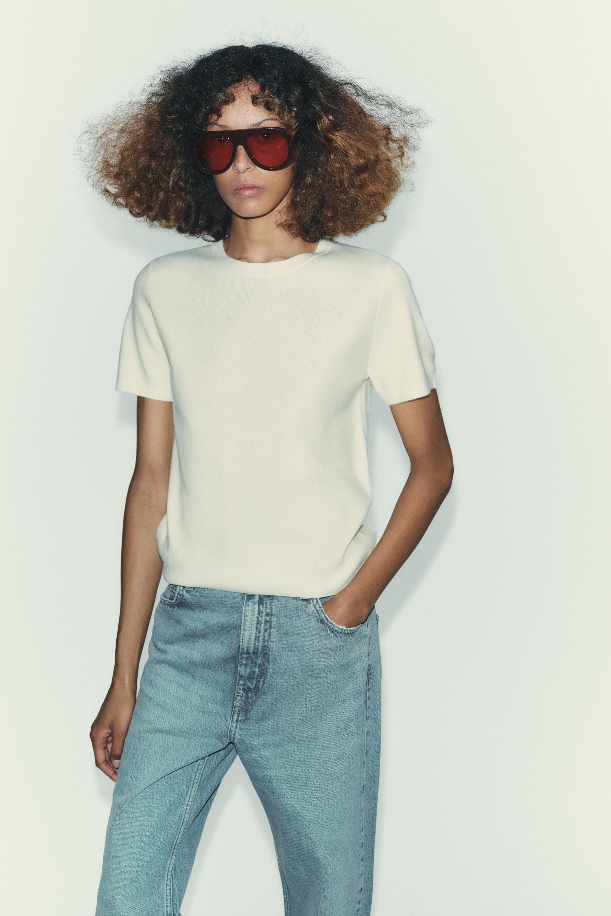 SOFT FEEL SHORT SLEEVE KNIT TOP